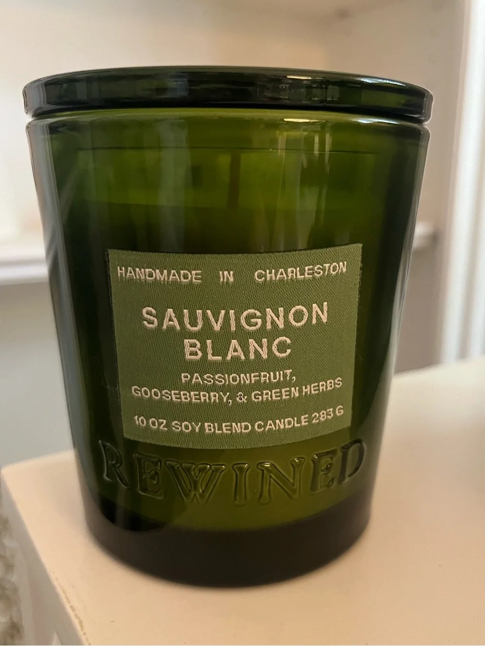 Rewined Sauvignon Blanc Scented Soy Candle 10 oz Glass Jar w Lid Boujee Gift